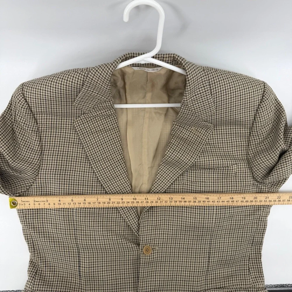 Canali Silk Wool Sport Coat Blazer Men 40R (50R IT) Brown Houndstooth Italy Made